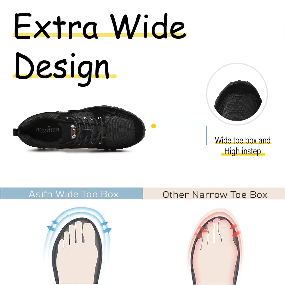 Mens Lightweight Hiking Shoes Outdoor Training Sneakers Non-slip Breathable Fitness Shoes Comfortable Lace-up Shoes Black 10 US
