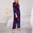 thumbnail image 3 of Balery Purple-Red Skull Conjunto de Pijama con Estampado para Mujer, Conjunto de Dos Piezas con Manga Larga, Ropa de Dormir Suave con Bolsillos, Pijamas Cómodos-Small, 3 of 7