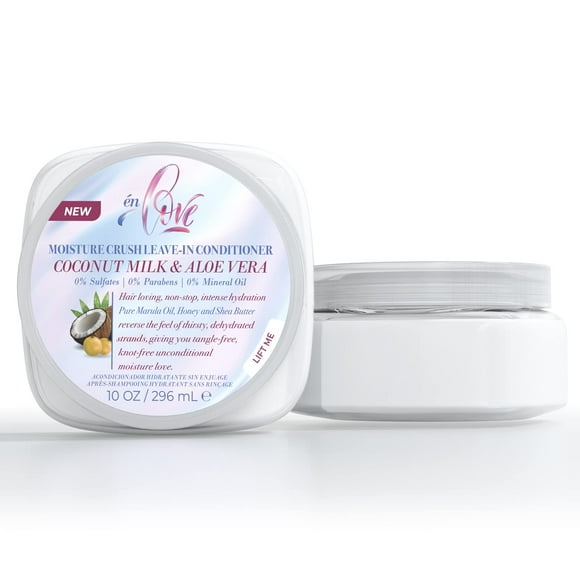 én Love Moisture Crush Leave-In Conditioner with Coconut Milk & Aloe Vera - Intense Hydration - Pure Marula Oil, Honey & Shea Butter - Sulfates, Paraben, Mineral Oil-Free - 10 oz