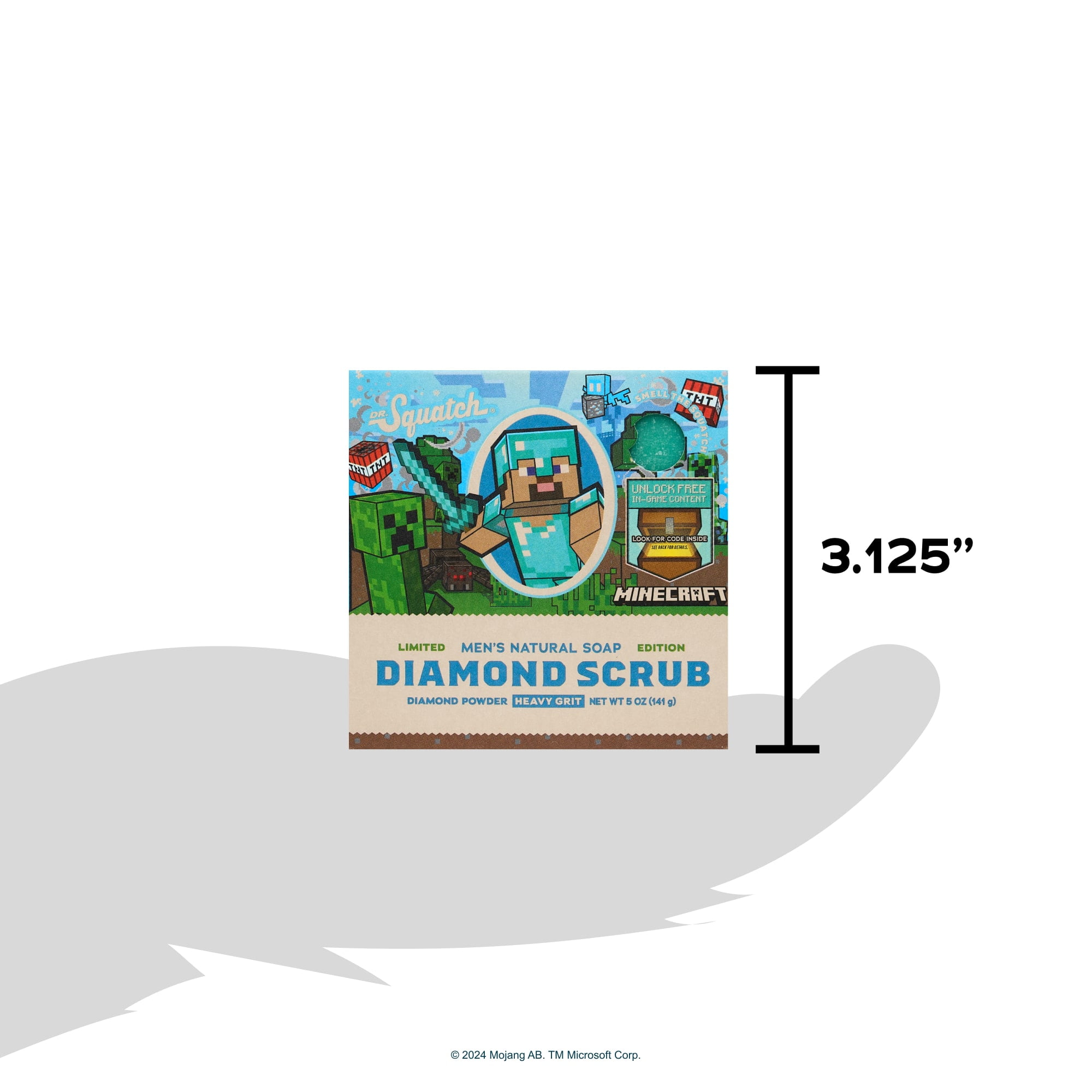 Dr. Squatch x Minecraft Diamond Scrub Bar Soap for Men Limited Edition Natural Body Soap, 5 oz