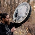 thumbnail image 4 of Shaman Drum Tree of Life Siberian Vegetarian Shaman Drum Sound Healing Tool Hand Decorative Music Lover Frame Drum Craft 10 Inch, 4 of 22