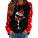 thumbnail image 2 of Puntoco Mujer Navidad Invierno Manga Larga Cuello Redondo Impresión De Letras Top Blusa Sudadera Puntoco Puntoco-9235, 2 of 4