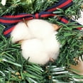 thumbnail image 5 of Thread and Berry Artificial Farmhouse Christmas Wreath, 18 inch, with Cotton Bolls, Pine Cones, and Navy-Red Ribbons, 5 of 6