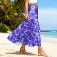 thumbnail image 4 of LWavelet Women Abstract Camo Print Maxi Skirt Elastic Waist With Pockets Casual Long Skirt Purple L, 4 of 5