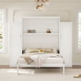 thumbnail image 4 of Euroco Wood Queen Size Murphy Bed with Storage Shelves and Wardrobe, Wall Bed with Cabinets, White, 4 of 12