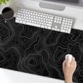 thumbnail image 6 of Topographic Contour Black Gaming Mouse Pad XL Topo Geographic Map Lines, Extended Large Mouse Pad, NonSlip Rubber Base, Stitched Edge, Long Keyboard Playmat, 31.5x11.8 in, 6 of 6