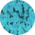 thumbnail image 1 of Ahgly Company Machine Washable Indoor Round Abstract Turquoise Blue Modern Area Rugs, 6' Round, 1 of 4