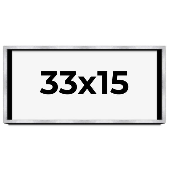 33x15 Shadow Box Frame Silver | 1.375 Inches Deep Real Wood Contemporary Shadowbox Display Frame |