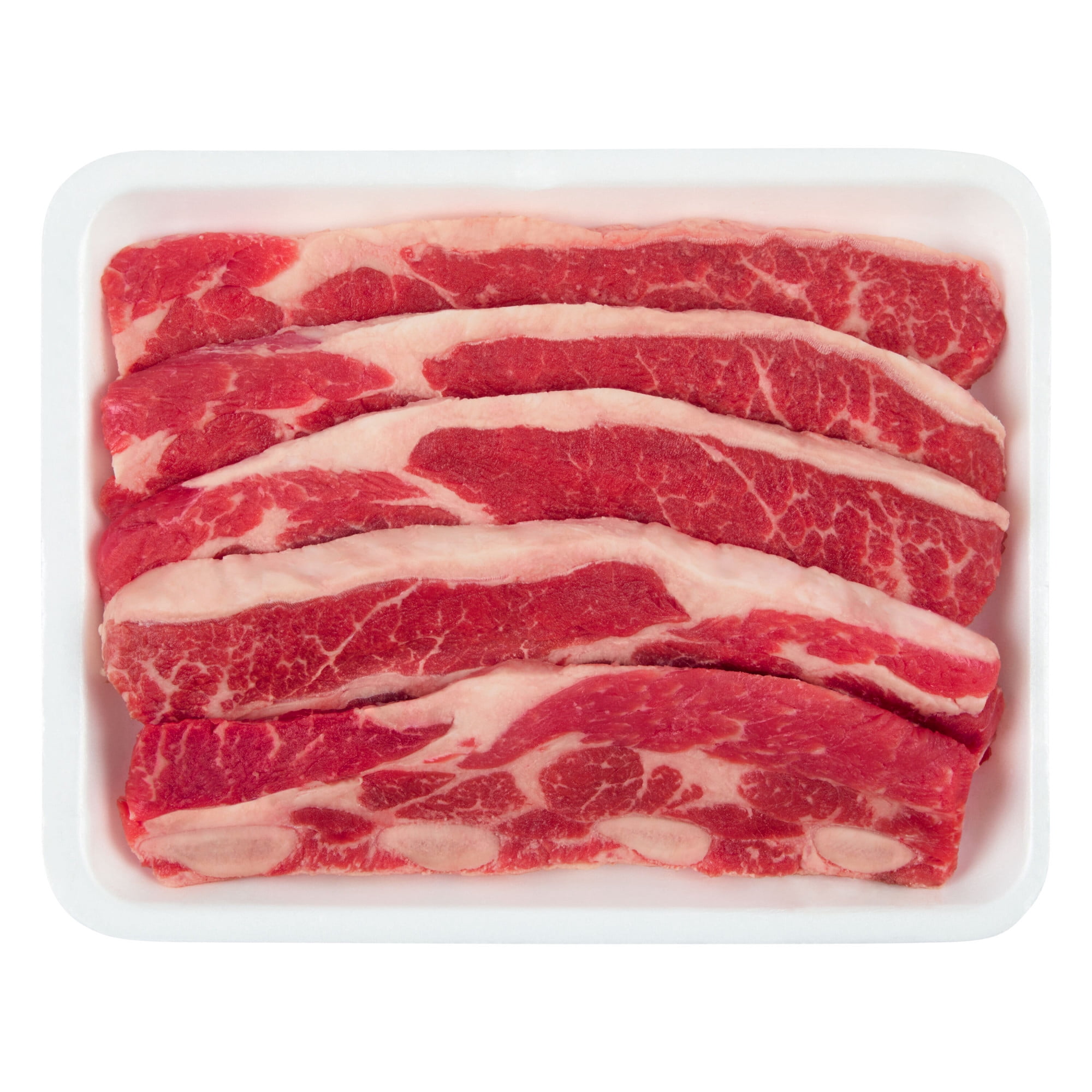 Flanken Style Beef Ribs, Thin Cut, Bone-in, 5 per Tray, Fresh, 1.35 - 2.0 lb