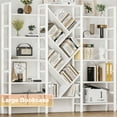 thumbnail image 2 of Triple 5 Tier Bookshelf, Large Wooden Bookcase with 17 Open Display Shelves, Modern Tree Book Shelf Metal Frame Tall Bookshelves Furniture for Living Room Bedroom Home Office Rustic Brown, 2 of 6