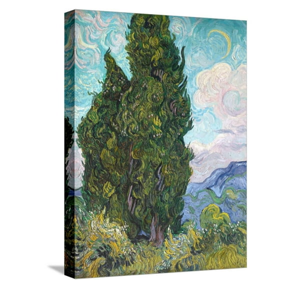 Art.com Cypresses Stretched Canvas Print Wall Art by Vincent van Gogh, 12" x 16"