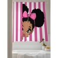 thumbnail image 3 of Sheer Curtains 72 inches Long, Cute Girl Pink White Stripe Bow Cartoon Vintage Style Light Filtering Sheer Window Curtains Rod Pocket Voile Drapes for Bedroom Living Room, 52"W x 72"L 2 Panels, 3 of 7