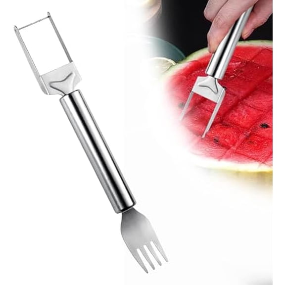 Stainless Steel Watermelon Cutter, 2-in-1 Fruit Slicer, Silver