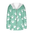thumbnail image 5 of XPMWRP Women's Winter Sherpa Long Sleeved Coats Fuzzy Fashionable Printed Coats Fleece Jacket Plus Size Warm Jacket Green L, 5 of 5