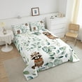 thumbnail image 4 of Erosebridal Cute Raccoon King Bedding Sets Green Eucalyptus Comforter Set, Woodland Animal Duvet Insert Botanical Plant Leaves Down Comforter, Cartoon Wildlife Bedding Comforter Sets, 4 of 6