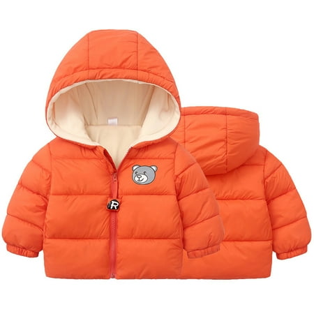 

Toddler Baby Boys Girls Solid Color Puffy CoatsJacket Hooded Autumn Winter Long Sleeve Windproof Thicken Warm Hooded Outerwear