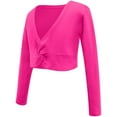 thumbnail image 5 of Girls Cotton Bolero Shrugs Long Sleeve Front Twist Knot Fashion Cute Shawls Wraps for Dress Cardigan (4-7 Years, Hot Pink), 5 of 7