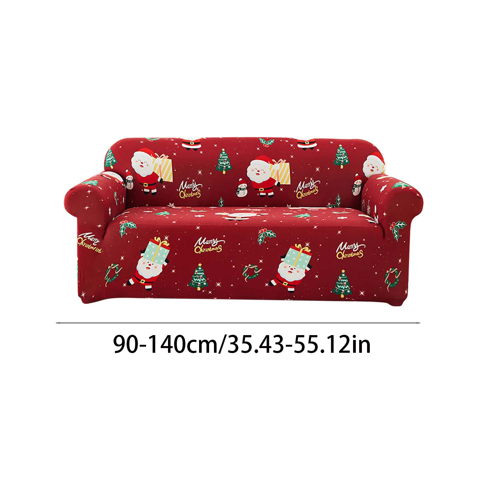 Loyerfyivos Christmas Sofa Cover Santa Claus Printed Sofa Couch Cover Washable Furniture Protector with Elastic Bottom Xmas Home Room Festival Decoration (3 Seater)