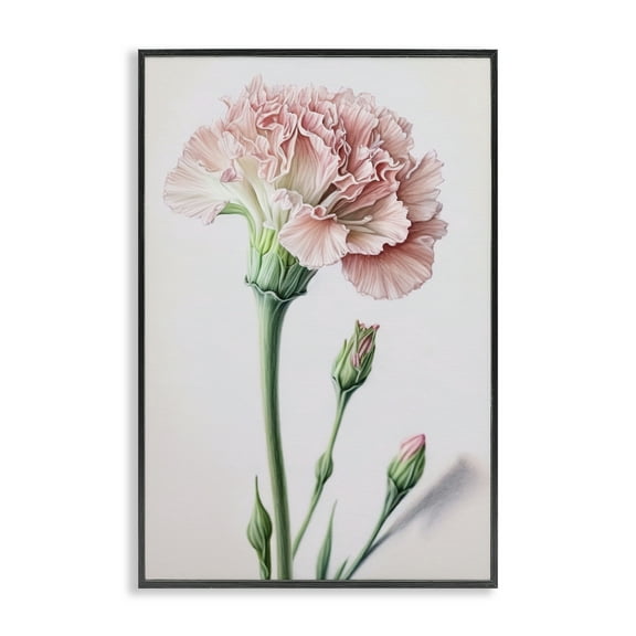 Stupell Industries Pale Carnation Budding Plants & Flowers Painting Black Framed Art Print Wall Art, 12 x 18