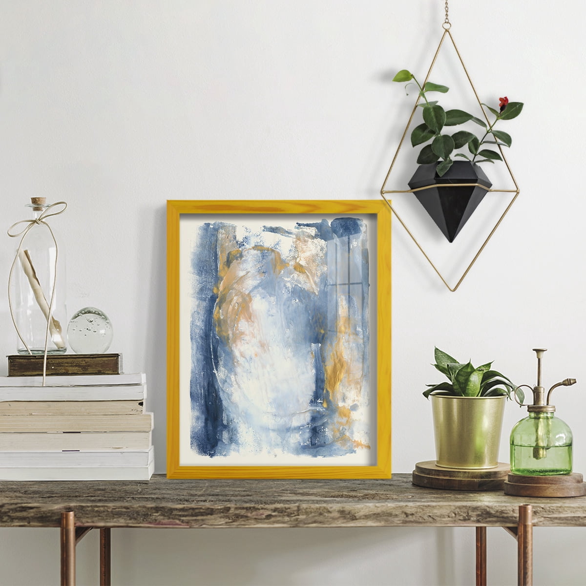Circles & Dream I - Framed Print w/glass - Sunflower Yellow