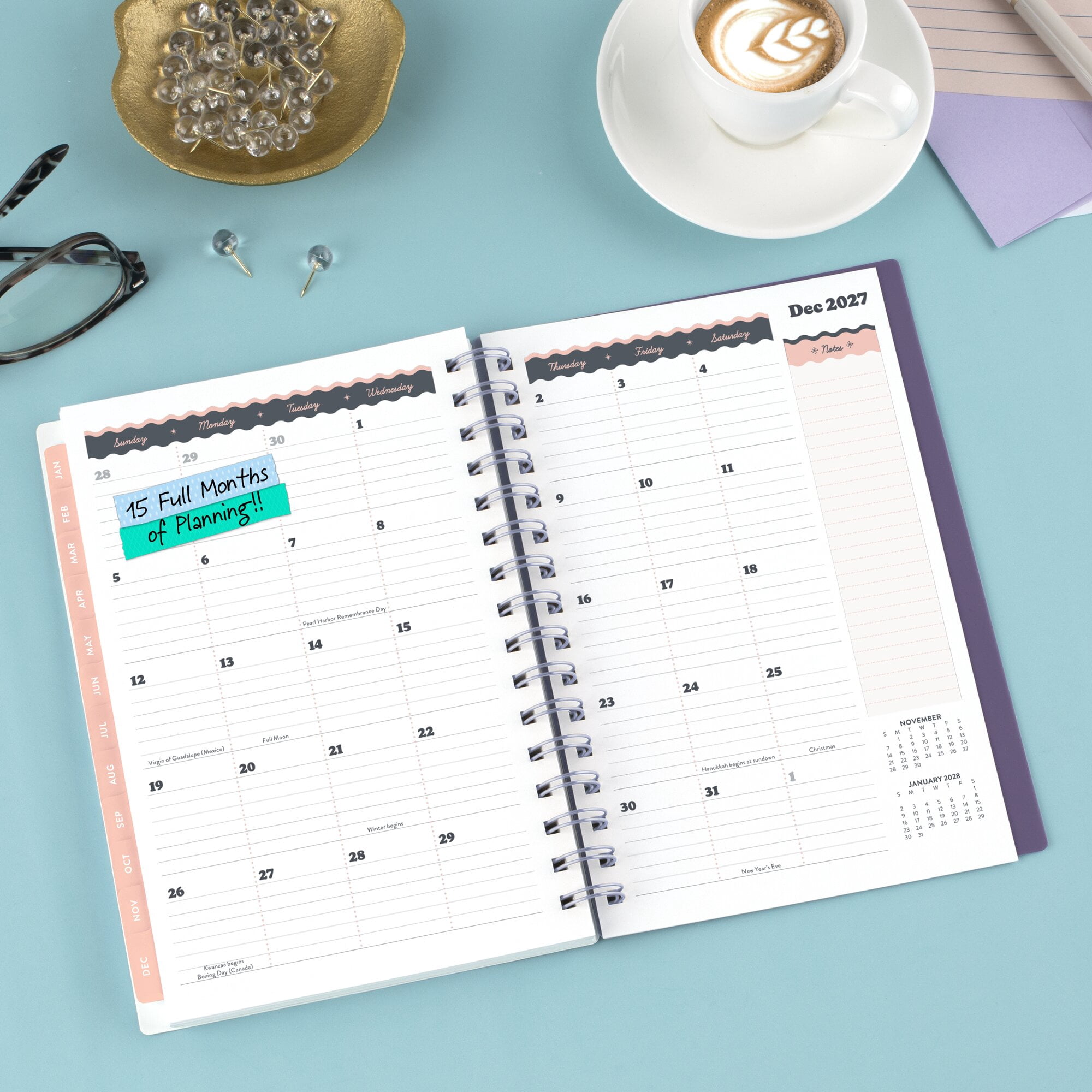 CatCoq for Mead 2027 Weekly Monthly Planner Retro Flower Small 5 12 x 8 12 -