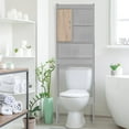 thumbnail image 2 of Better Home Products Ace Over-The-Toilet Storage Cabinet in Light Gray & Natural Oak, 2 of 20