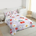 thumbnail image 3 of Castle Fairy Female Men Women Kawaii Floral Daisy Full Size Comforter Sets 3-Piece,Red Bow Cherry Bedding Comforter Set,Spring Garden Lightweight Bedding Sets,Super Cozy Room Decor,Reversible, 3 of 8