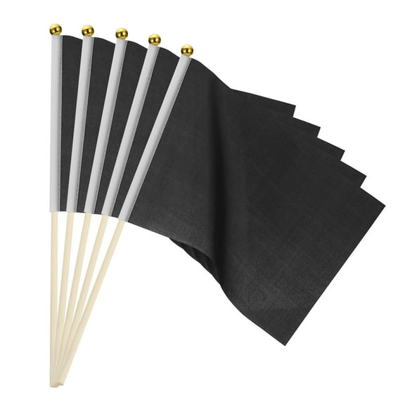 Uxcell 16 Pcs Black Flags Game Solid Black Flags Small Mini Flags on Stick