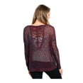 thumbnail image 2 of 2Luver Women's Long Sleeve Open Cable Knit Pull Over Sweater Burgundy & Navy M, 2 of 2
