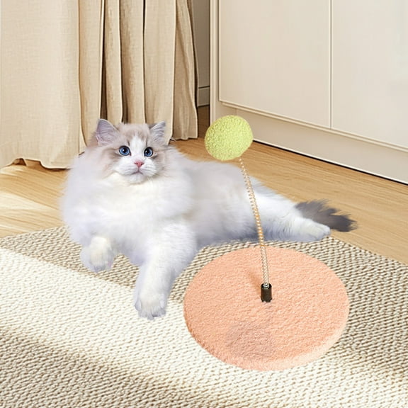 POLISE Spaces Interactive Cat Climbing Frame with Spring Ball Toy, Self-Play Cat Tree and Activity Center for Indoor Cats, Wooden Base Entertainment Toy