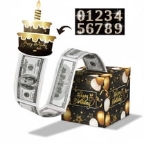 JESTAR Birthday Money Gift Box with DIY Number Stickers for Birthday, Surprise Money Boxes for Cash Gift with Pull Out Happy Birthday Day Card and 50Pcs Transparent Bags