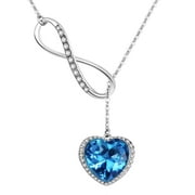 Infinity Love Necklace Blue Ocean Heart Crystal Alloy Pendant Women Girl Gift for Her Valentine
