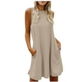 thumbnail image 2 of Robes pour Femmes 2024 Été Surdimensionné Printemps et Col Suspendu Jupe Grand Dos Robe Sans Manches Col Rond 50 % de Réduction!, 2 of 9