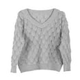 thumbnail image 3 of EIMELI Tricot Uni pour Femmes Manches Longues Col en V Tricot Design Creux Décontracté Usage Quotidien Automne, 3 of 6