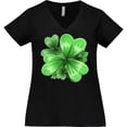 thumbnail image 3 of Inktastic Painted Clover Patch Shamrocks for St. Patricks Day Women's Plus Size V-Neck T-Shirt, 3 of 5
