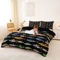 thumbnail image 2 of Erosebridal Colorful Fish Duvet Cover Set, Lake House Fishing Bedding Full, Black Reversible, 1 Duvet Cover and 2 Pillowcases (No Comforter), 2 of 5