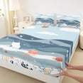 thumbnail image 3 of Homewish Kawaii Cartoon Whale Queen Sheet Sets for Teens, Marines Ocean Waves Flat Sheet, Blue Marine Sky Queen Fitted Sheet, Lightweight Room Decor, 4pcs, 3 of 7