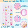 thumbnail image 4 of Uñas postizas adhesivas Thrilez 144 piezas para niñas y niños, arcoíris, 4 of 7