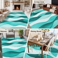 thumbnail image 5 of 6'x9' Area Rugs, Turquoise Stripes Indoor Outdoor Area Rug for Living Room Bedroom, Vintage Farmhouse Ripple Texture Art Washable Bathroom Rugs Kitchen Floor Carpet Mats Home Decor Aesthetic, 5 of 8