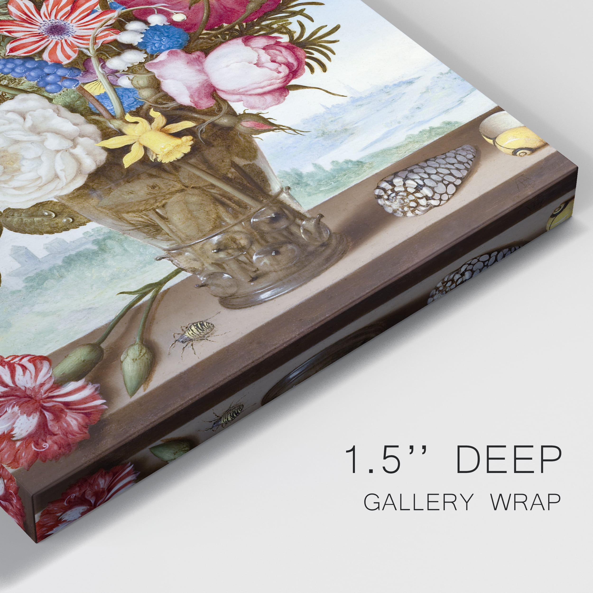 Bouquet of Flowers on a Ledge Premium Gallery Wrapped Canvas - Ready to Hang - 24 x 36