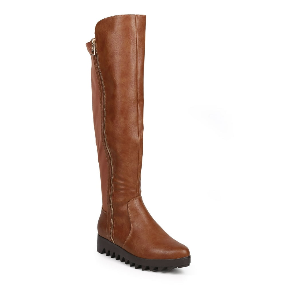 track sole over the knee boots