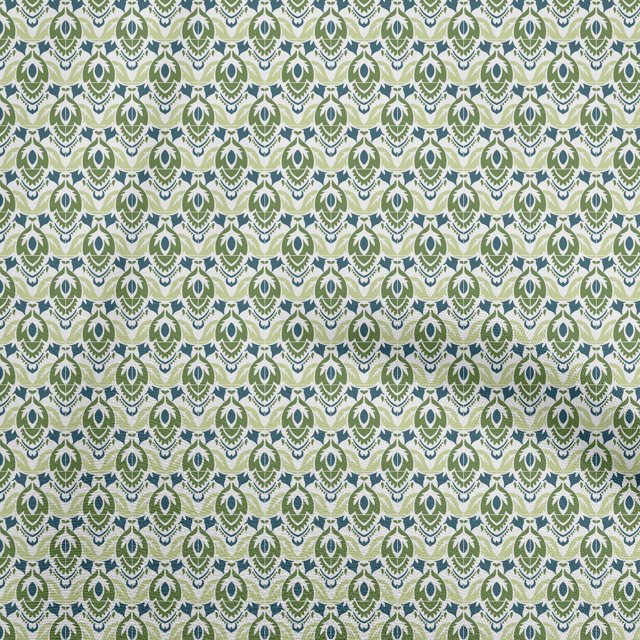 oneOone Polyester Spandex Forest Green Fabric Asian Block Print Tile Fabric For Sewing Printed Craft Fabric By The Yard 56 Inch Wide