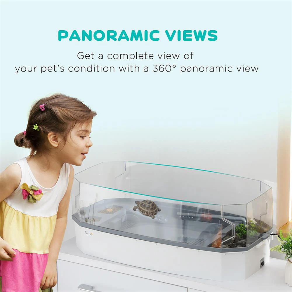 Topcobe Turtle Tank Kit, Turtle Aquarium with Basking Platform, Water Pump, Filter Layer Design, Full View Visually Reptile Habitat, Indoor Outdoor Pet Shelter, Small Animal Habitat