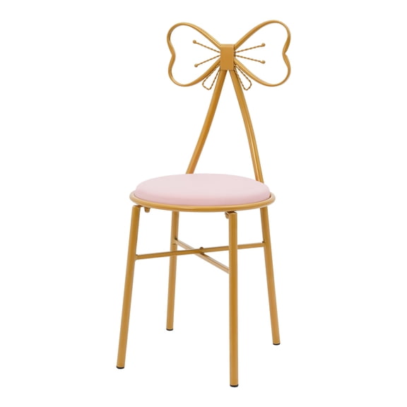 Modern Vanity Chair Stool, Dressing Table Desk Makeup Girl Chair w/Butterfly Bow Backrest, Side Table Seat for Girl Daughter Room Bedroom Living Room Home Commercial Salon Party Cafe