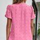 thumbnail image 5 of Blusa jacquard con mangas de pétalos Manga corta Cuello redondo Blusa con mangas de pétalos de color liso Top, 5 of 8
