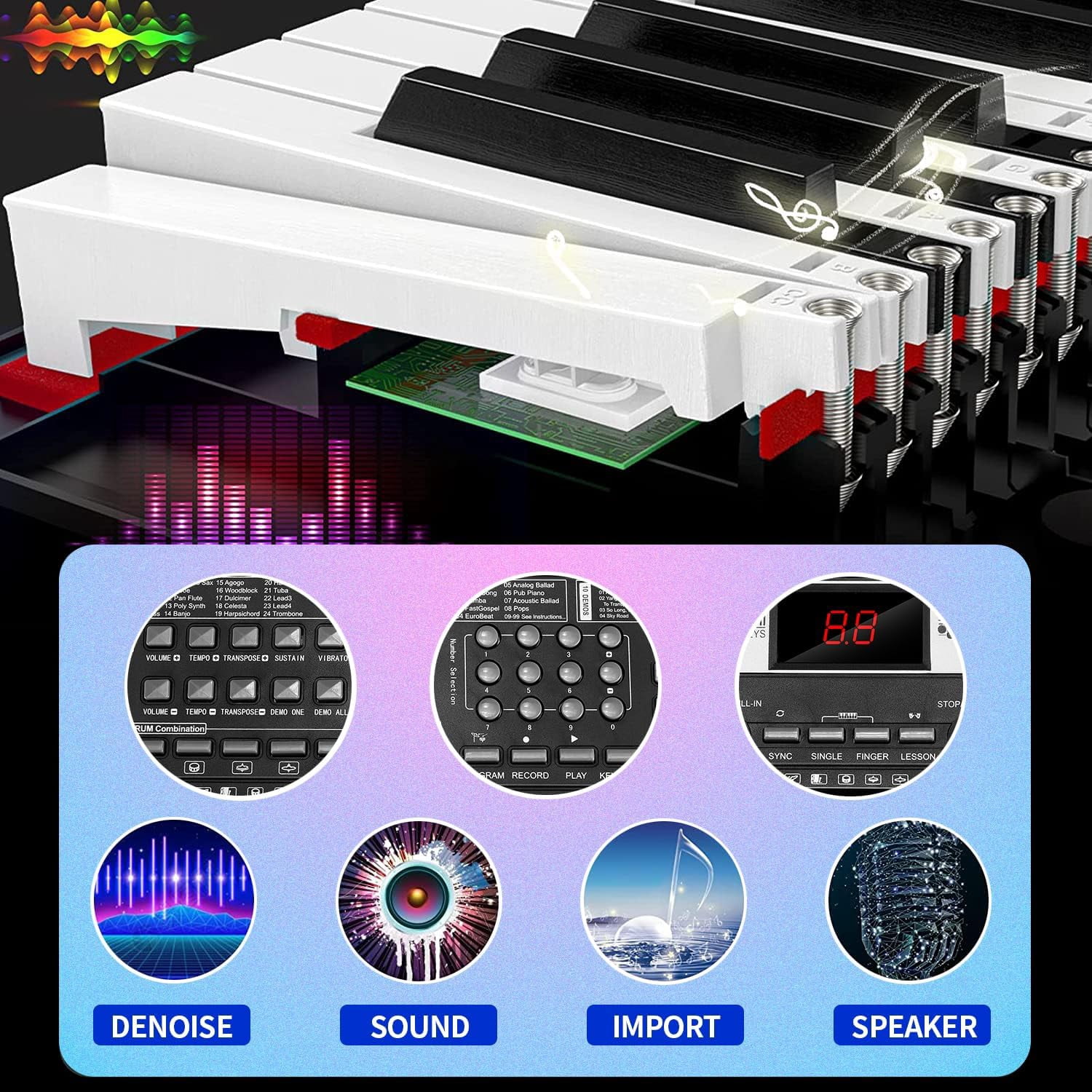 61 Keys Electronic Digital Piano with Microphone, Portable Keyboard for Beginners