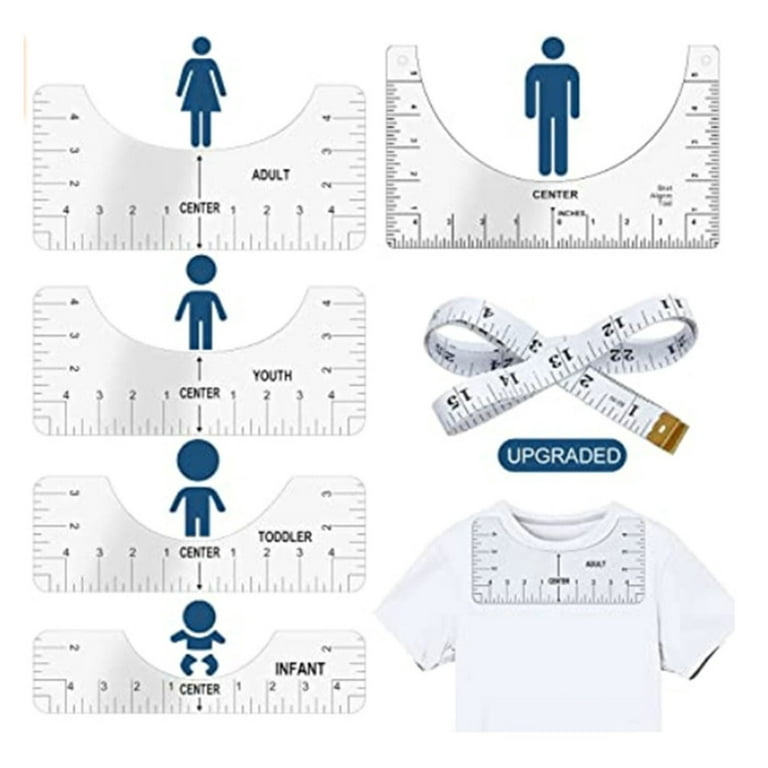 4pc Tshirt Ruler - Tshirt Ruler Guide for Vinyl Alignment - Tshirt  Alignment Tool - Tshirt Ruler Guide for Heat Press to Center Your Designs  for Infant, Toddler, Youth, and Adult Sizing