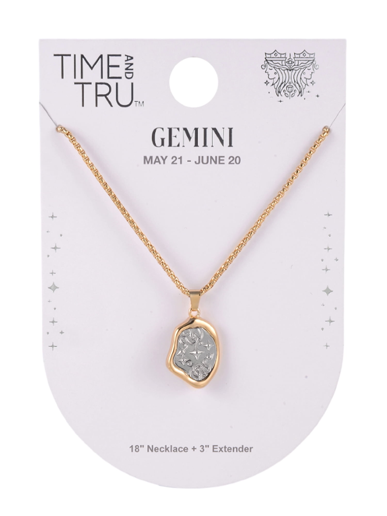 Time and Tru Goldtone Silvertone Reversible Pendant "Gemini" Necklace