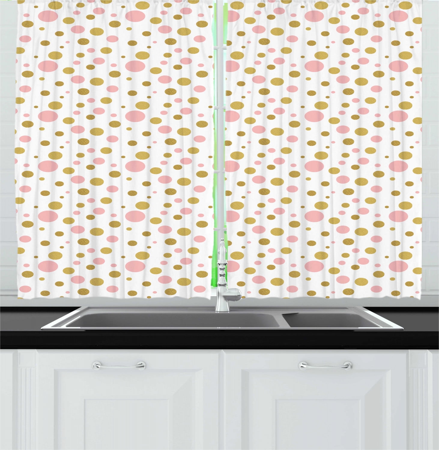 Pink Polka Dots Curtains 2 Panels Set, Blemishes in Small Big and ...