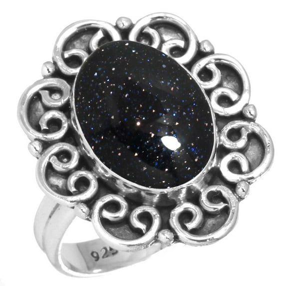 925 Sterling Silver Ring For Women - Teens Blue Sunstone Gemstone Silver Ring Size 12 Elegant Silver Ring Size 12 New Year Gift For Girl Friend Gemstone 925 Silver Jewelry